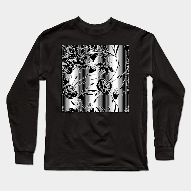 Monochrome Floral Long Sleeve T-Shirt by ilhnklv